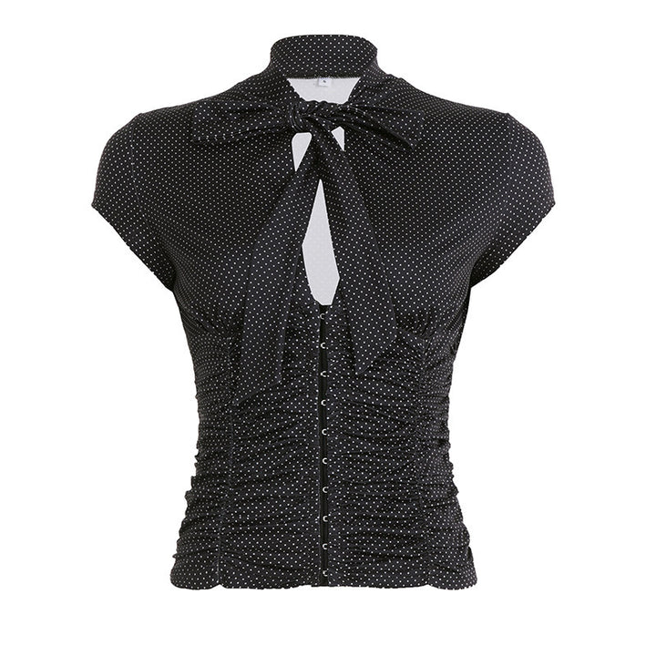 Damer Elegant Ruffle shirt med flot bånd Skovae