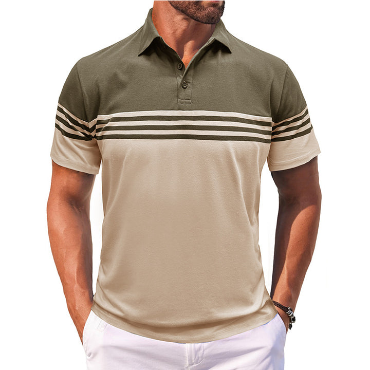 Herre polo-shirt med moderne stribemotiv og åndbart stof Stilla