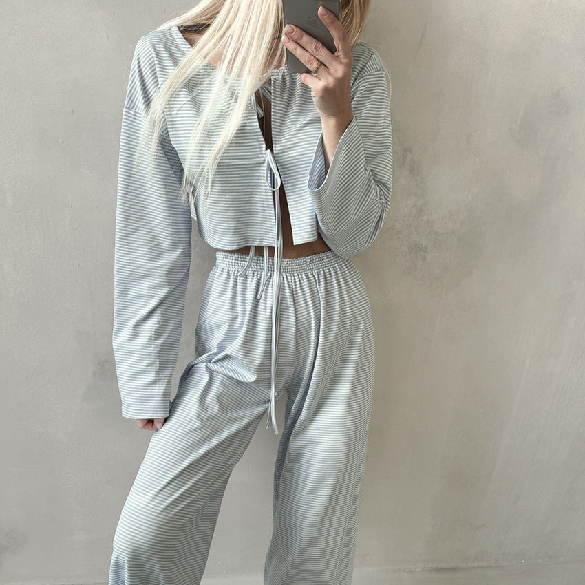 Dame fashion set med kort top og bred bukser Stilla