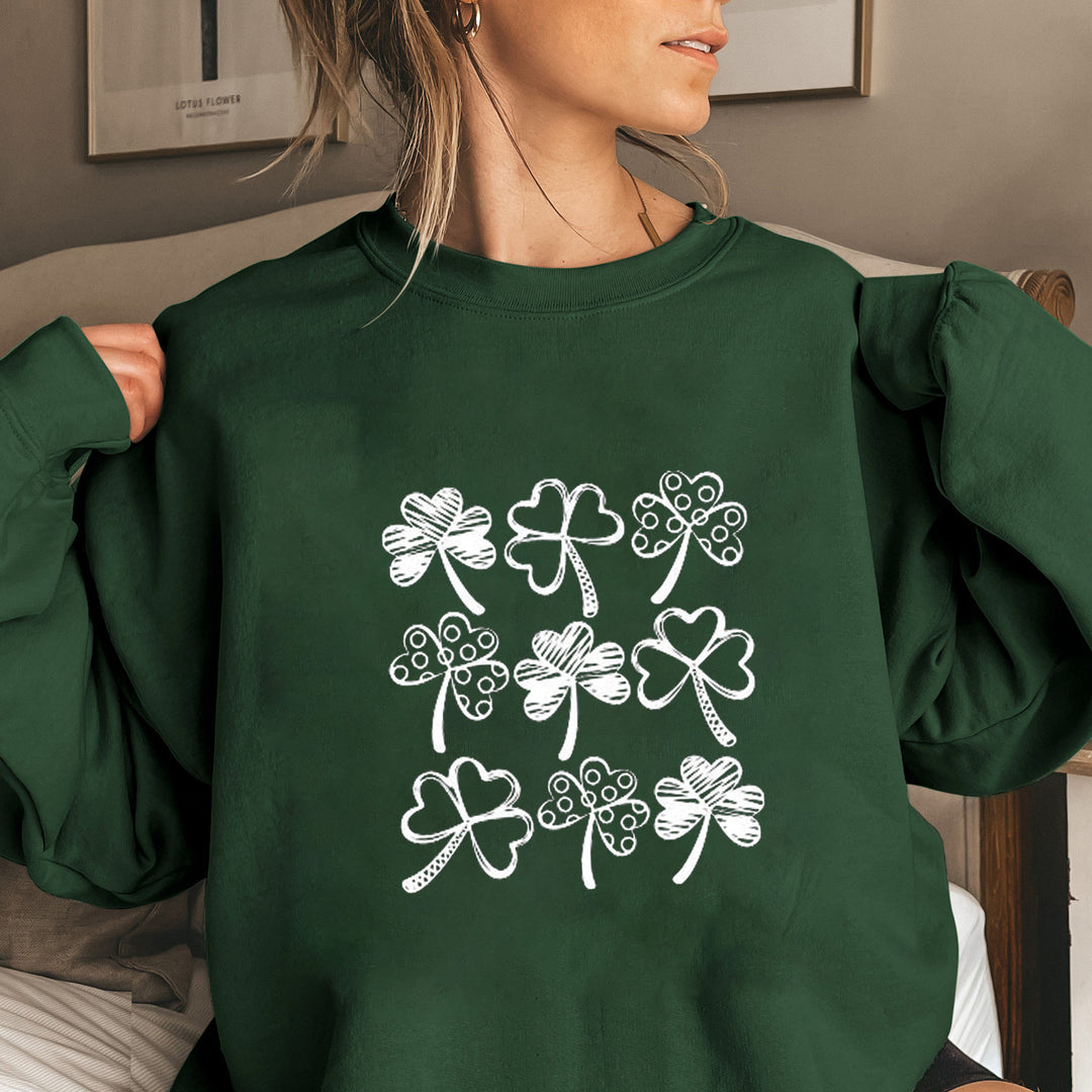 Kvinders sweatshirt med legesygt kløvermotiv Stilla