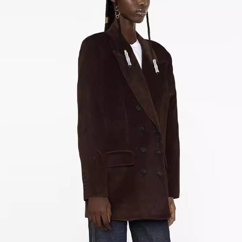 Dame Oversized Dobbeltradet Blazer med hyggelig skæring og elegante detaljer Stilla
