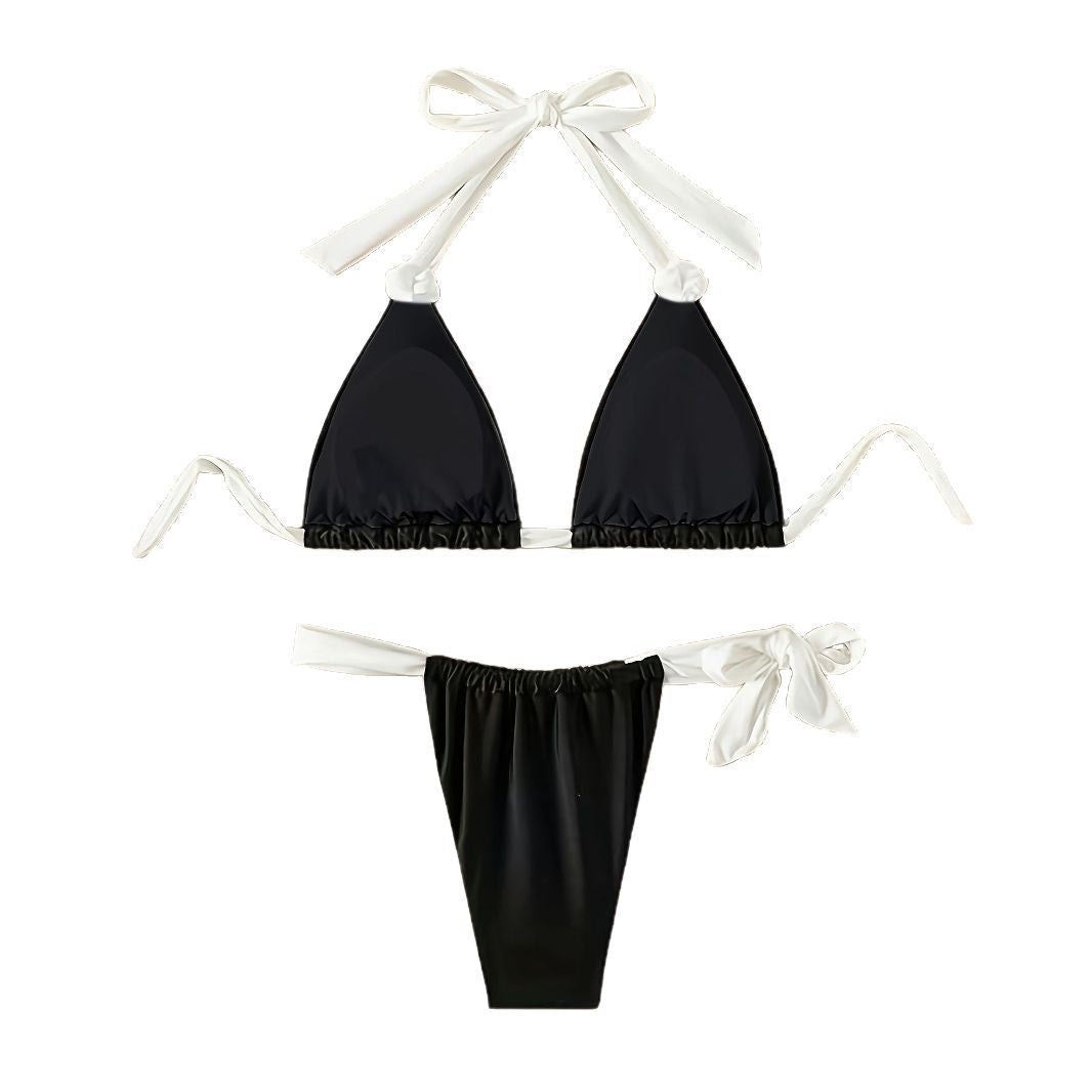Dame Triangel-Bikini-Sæt med raffinerede kontraster og justerbare snore Stilla