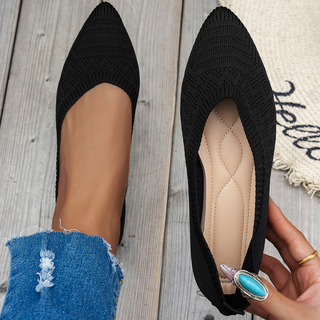 Damer elegante spidse Ballerinas med åndbart strikmateriale Stilla