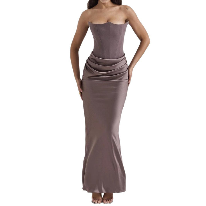 Dame Strapless Aftenkjole med raffineret Drapé Stilla