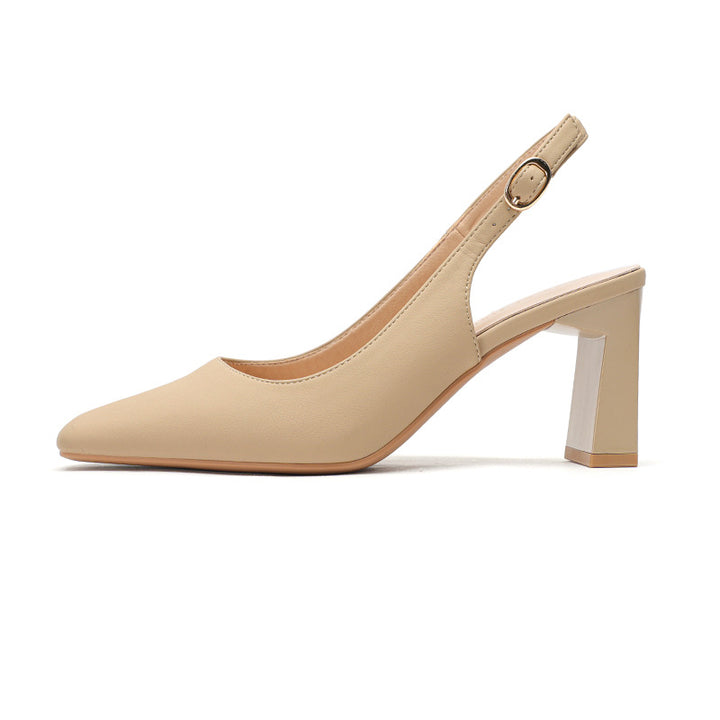Kvinder Elegante Spids-Tå Slingback Hæle med Chunky Gennemsigtig Hæl Stilla