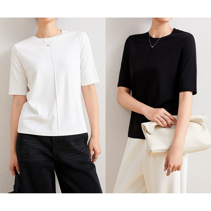 Dame T-shirt med afslappet pasform og moderne detaljer Stilla