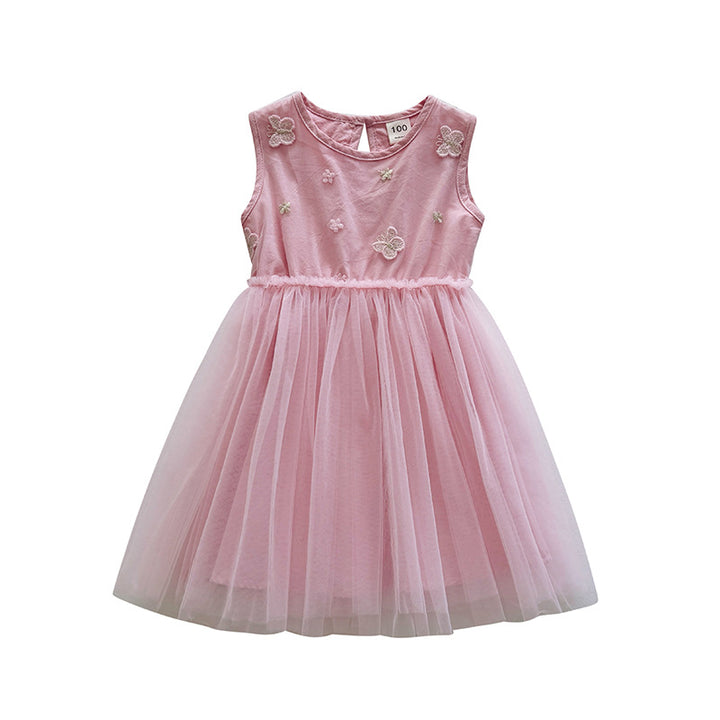 Pige Elegant Broderet Tyllkjole Stilla