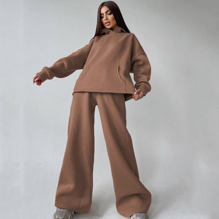 Kvinders afslappede fit hættebluse og løs sweatpants sæt Skovae