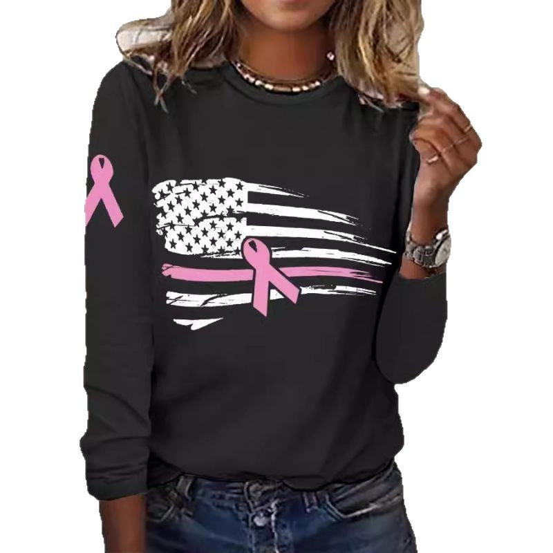 Kvinders casual T-shirt med kreativt flag- og sløjfedesign Skovae