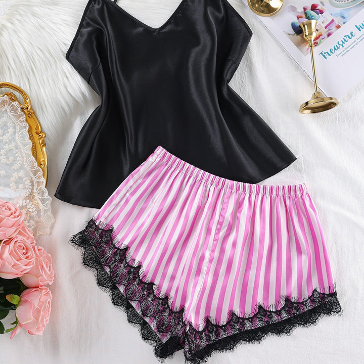 Femme Elegante Satin Cami og Shorts Sæt Stilla