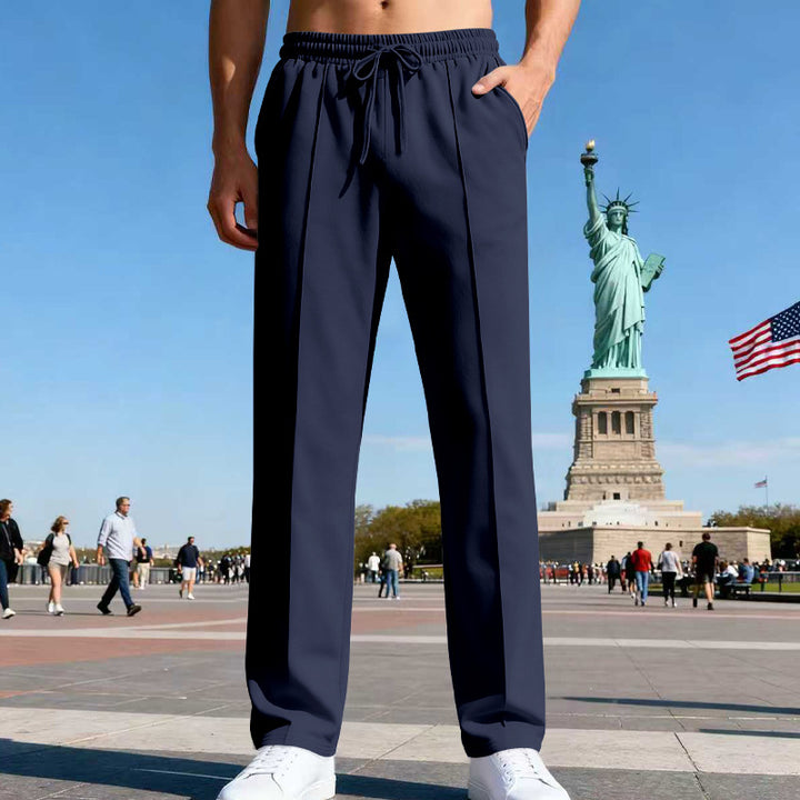 Herrer afslappet-elegant press fold sweatpants med pressefold, elastisk tunneltræk og sidelommer Skovae