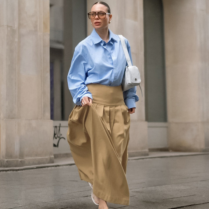 Dame plisseret nederdel med høj talje og elegant fald Stilla