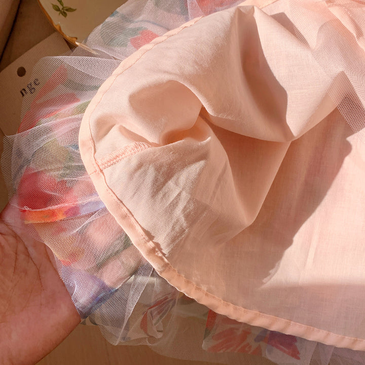 Pige Blomst Tulle Kjole med Flæseærmer Stilla