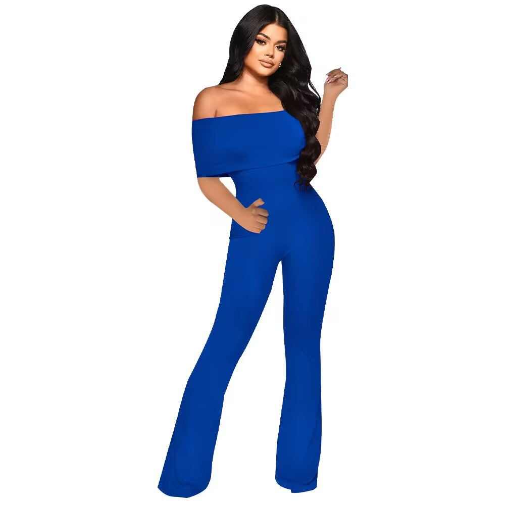 Damer elegant jumpsuit med off-shoulder design og bred ben Stilla