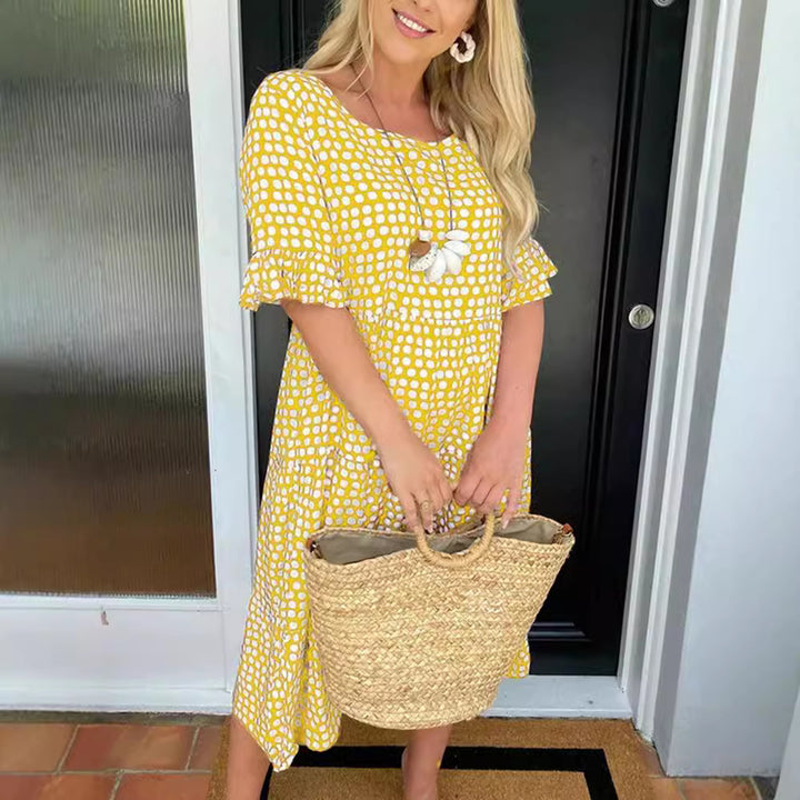 Dame Bohemian Polka Dot Midi Kjole Stilla