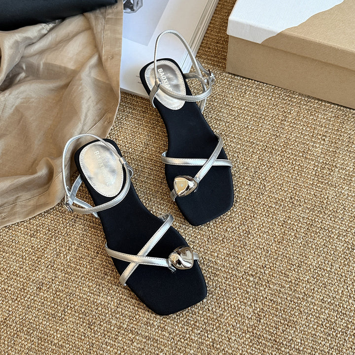 Femme Elegante Kvadratstæer snoede Sandaler Stilla