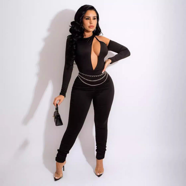 Dame Elegant Jumpsuit med iøjnefaldende Cut-Out-detaljer og luksuriøs bælte Stilla