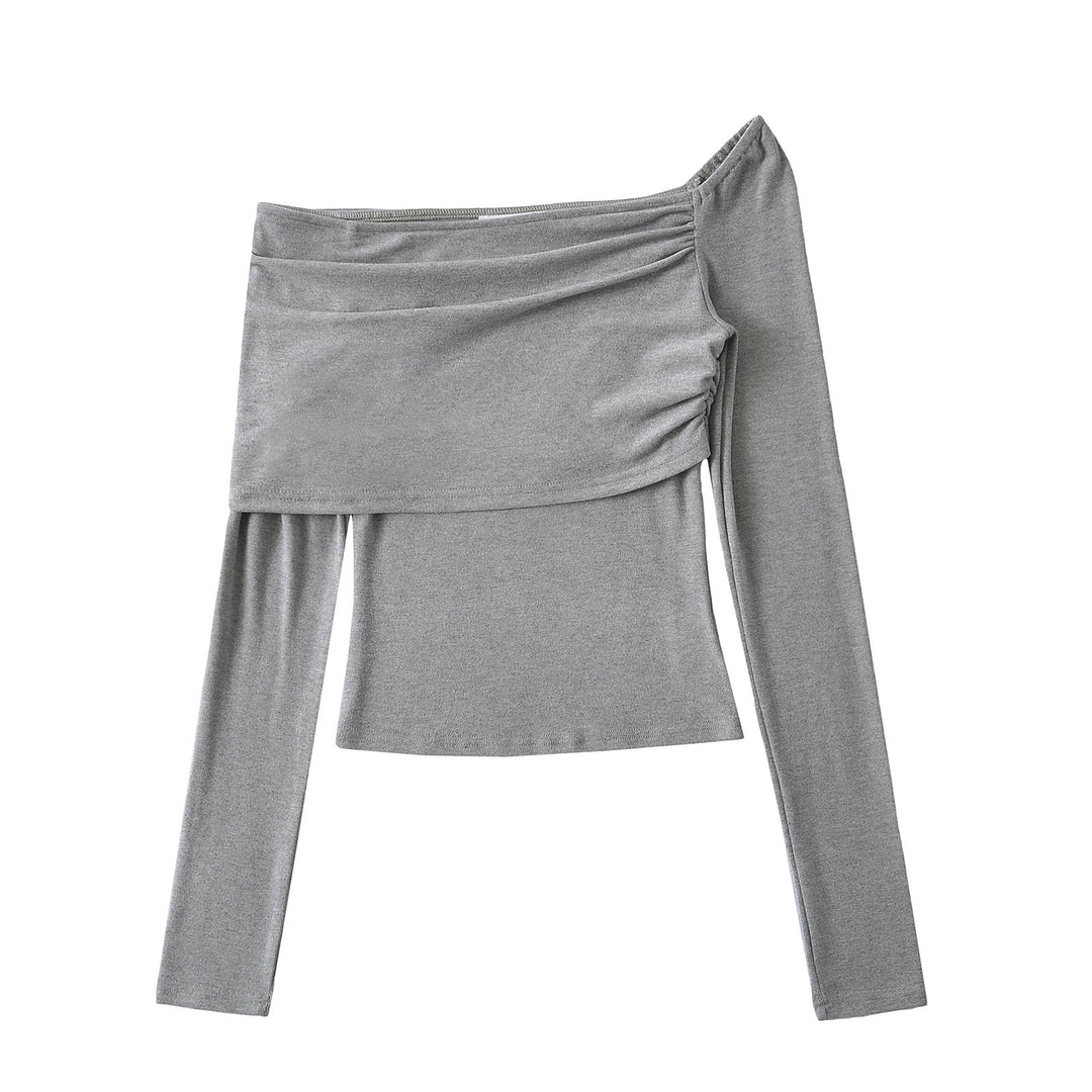 Dame asymmetrisk top med flæsedetaljer og elegant snit Stilla