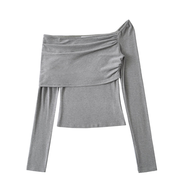 Dame asymmetrisk top med flæsedetaljer og elegant snit Stilla