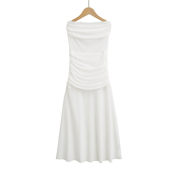 Dame Elegant Maxikjole med svajende nederdel og raffineret drapering-design Stilla