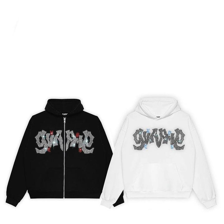 Kvindernes hoodie med elegant glimmerdesign og fuld længde lynlås Skovae