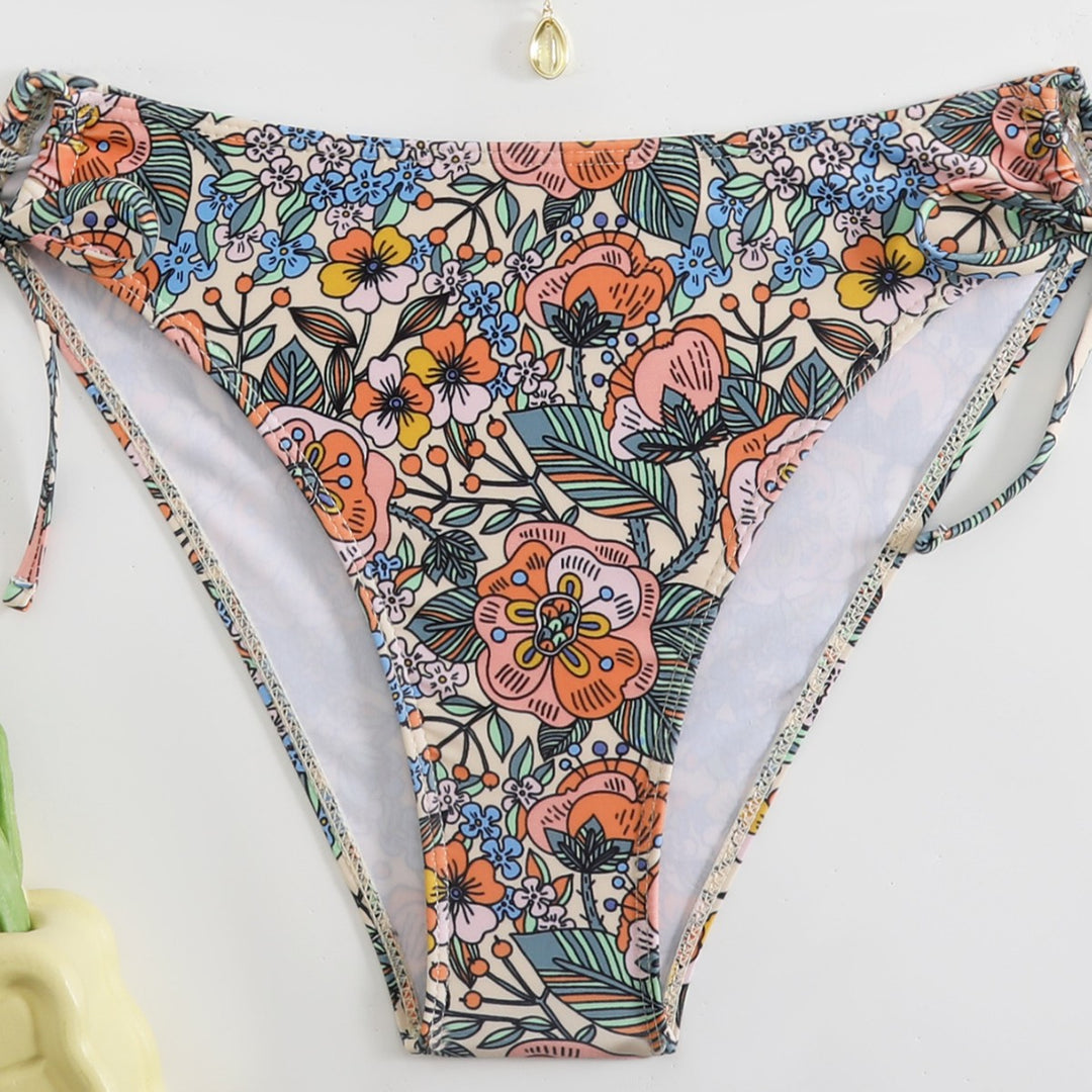 Dame Bikinisæt med legende blomsterprint og justerbare stropper Skovae