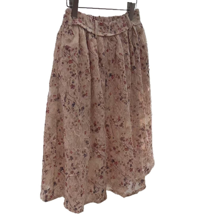 Dame Floral Print Plisseret Midi Nederdel Stilla