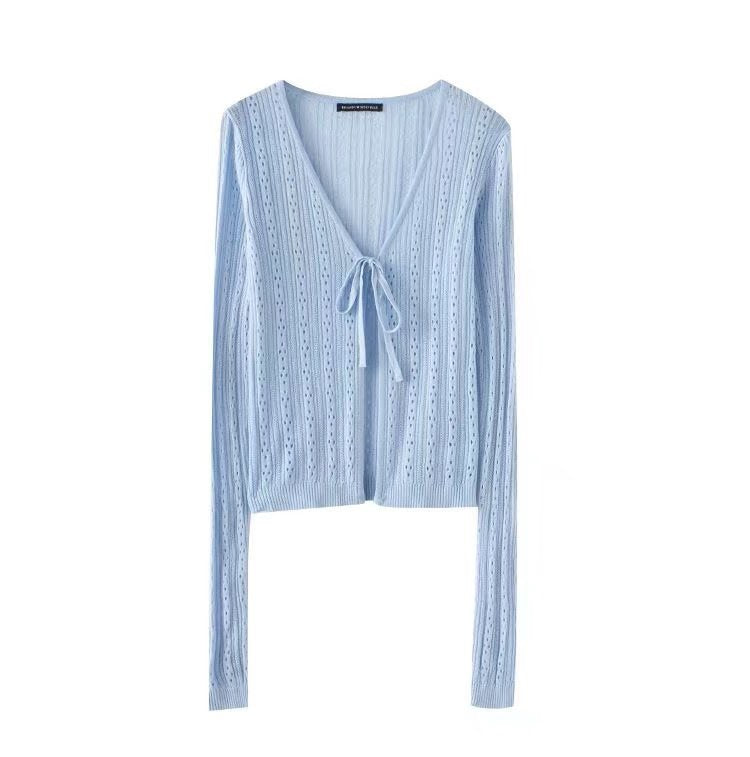 Kvindernes elegante strik cardigan med justerbar snøring Stilla