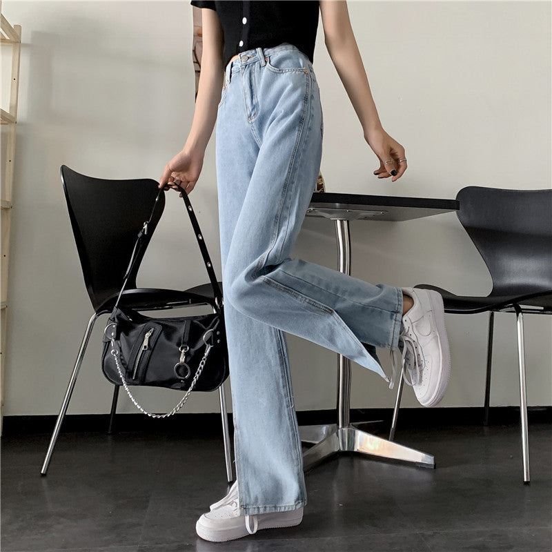 Kvindernes bredskårne jeans med sideslids Stilla