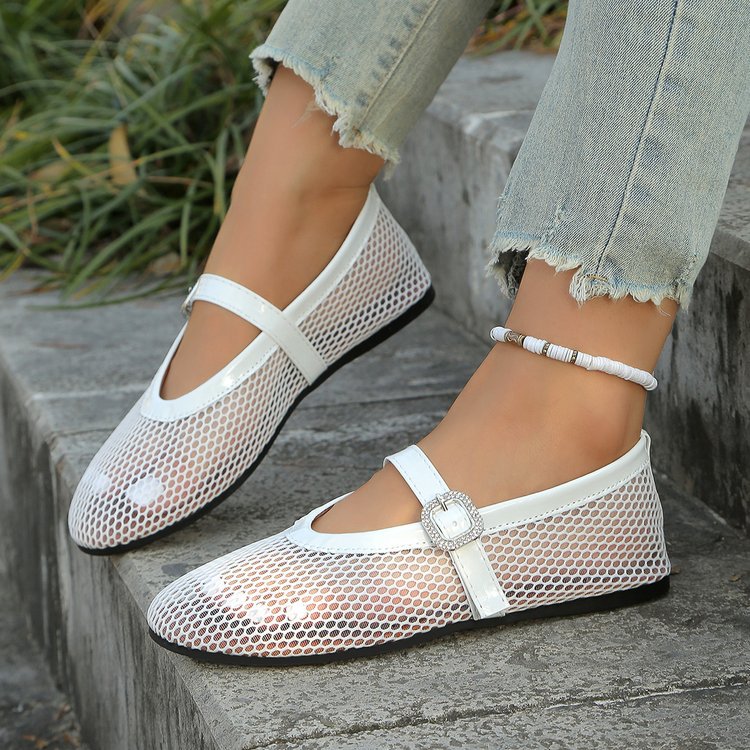 Dame elegante Ballerinas med åndbart netdesign og moderigtige remme Stilla