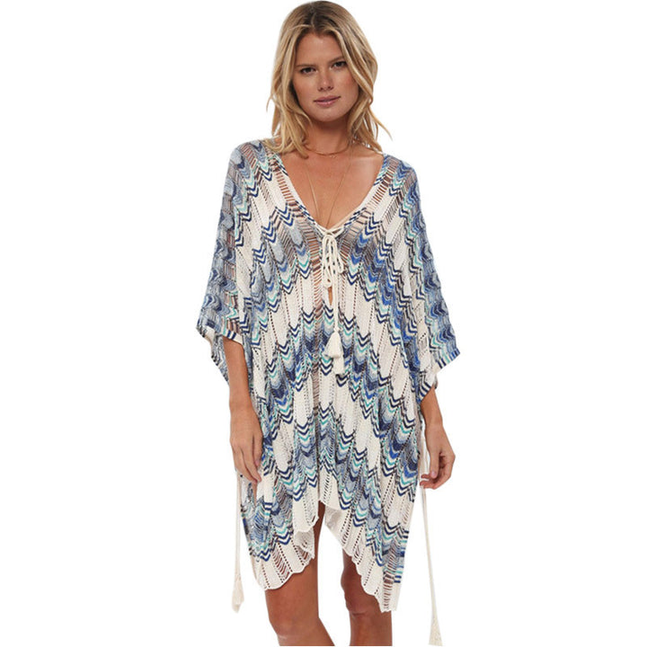 Dame afslappet strandcover-up med fletlignende design Skovae