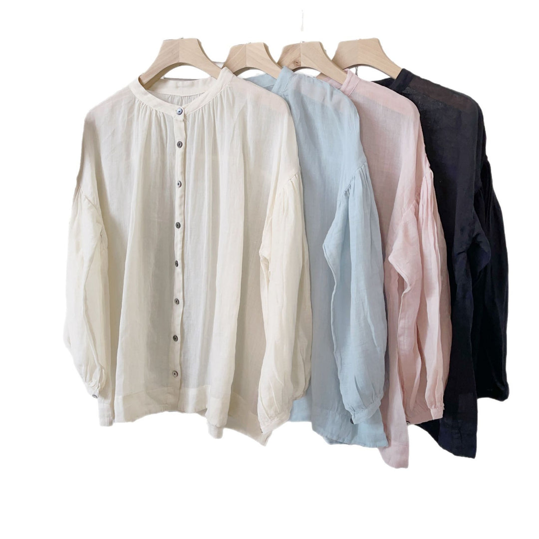 Femme Letvægts Langærmet Knap Bluse Stilla