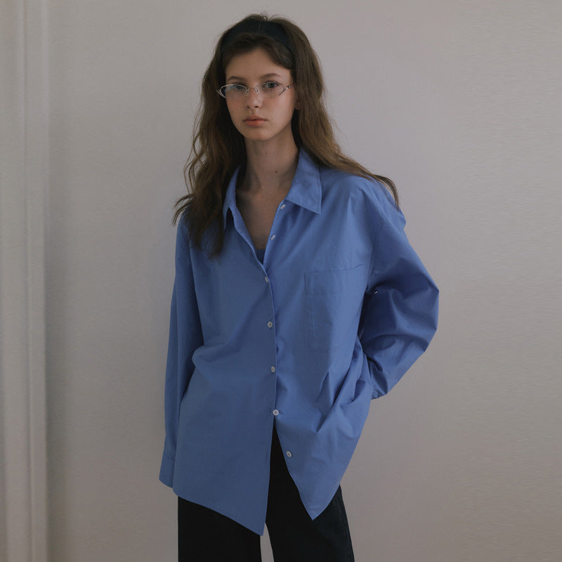 Dame klassisk oversized skjorte bluse lavet af høj kvalitet bomuldsblanding Stilla