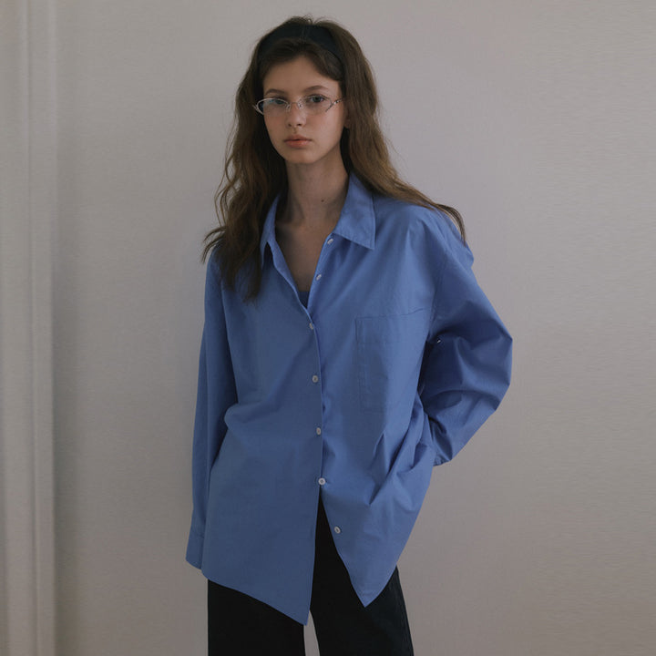 Dame klassisk oversized skjorte bluse lavet af høj kvalitet bomuldsblanding Stilla
