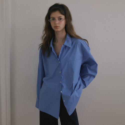 Dame klassisk oversized skjorte bluse lavet af høj kvalitet bomuldsblanding Stilla