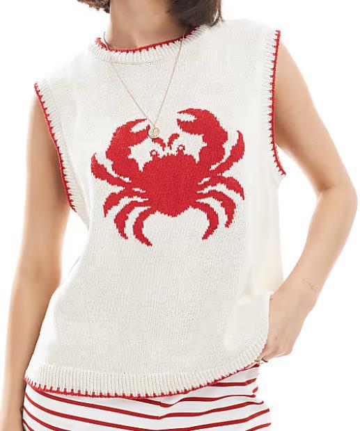 Femme Lobster Grafik Crop Sweater Stilla