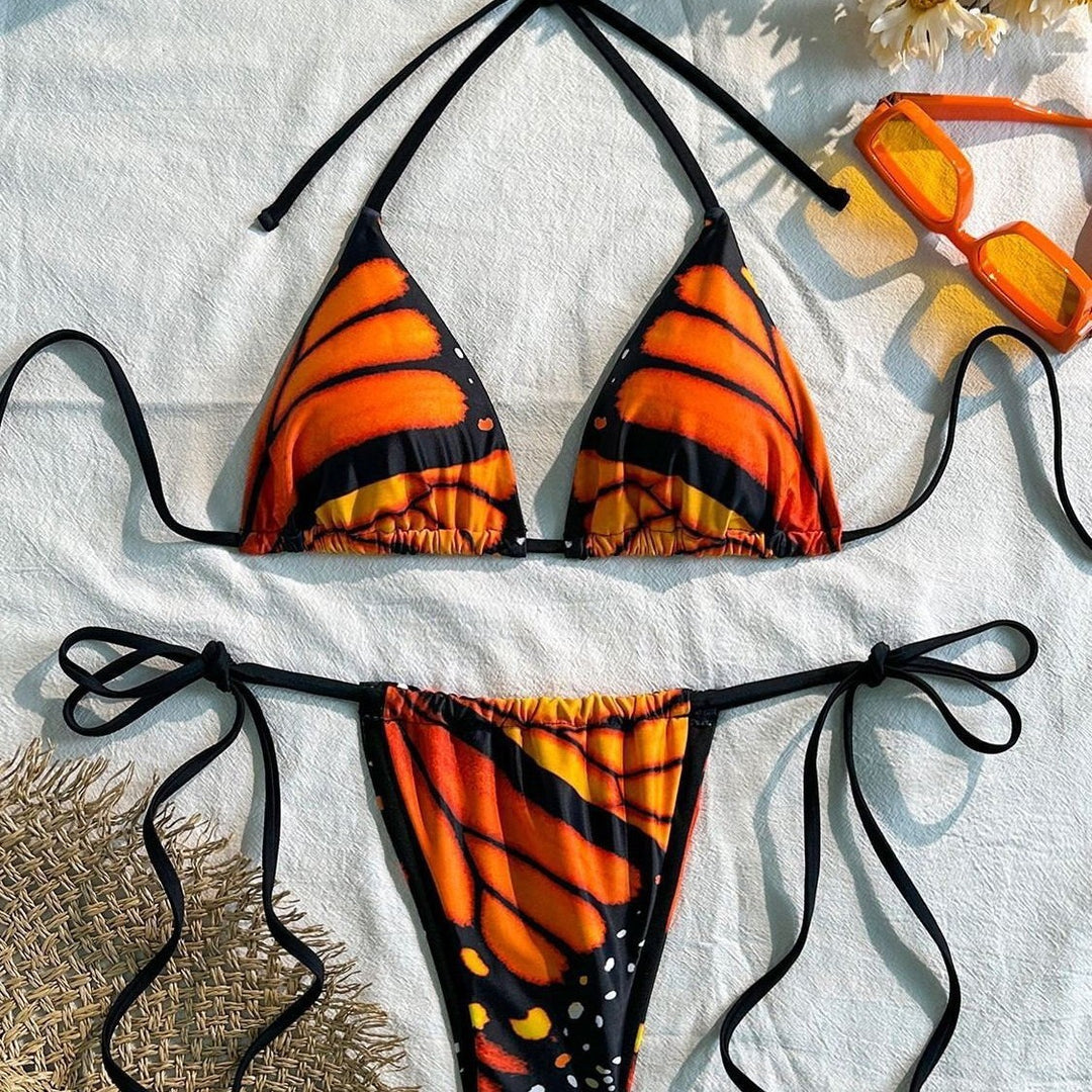 Dame Triangel-Bikini med livligt sommerfugledesign Skovae