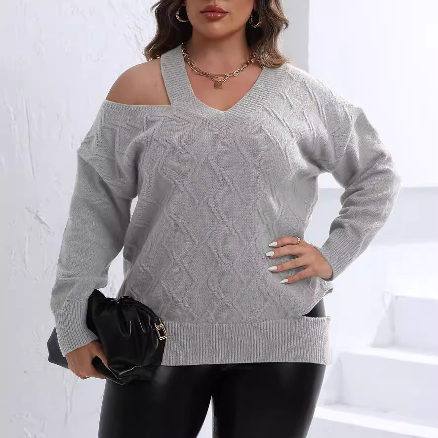 Damer afslappet sweater med elegant V-hals og struktureret design Stilla