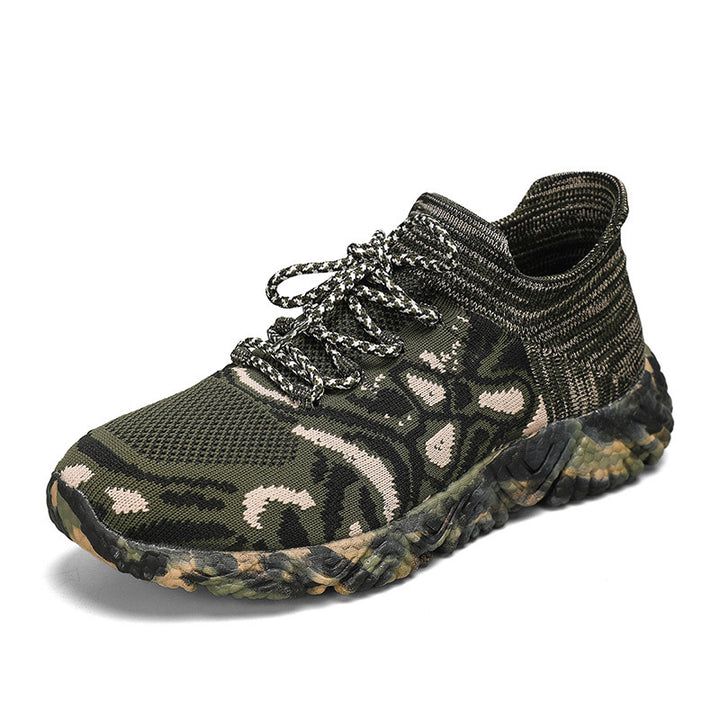 Unisex nan strikket sokkensneaker med camouflage-motiveret, støddæmpende profilsål Skovae