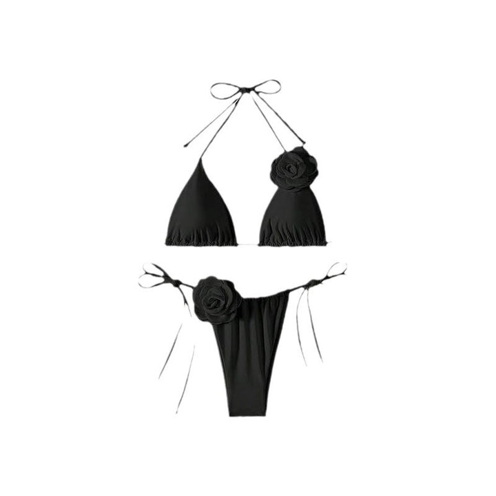 Dame triangle bikini med dekorative flæser og justerbare bånd Skovae