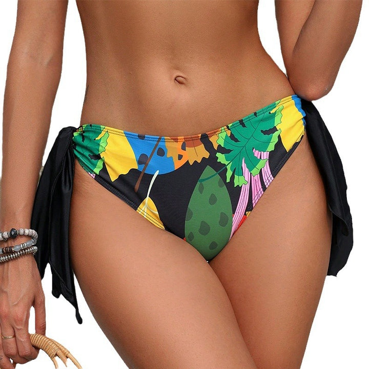 Dame bikini slip med legende sidelægning og blomsterdesign Skovae