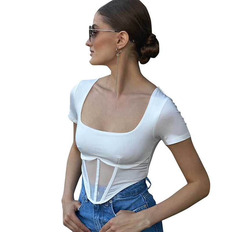 Femme Sculpting Mesh-Panel Top Stilla