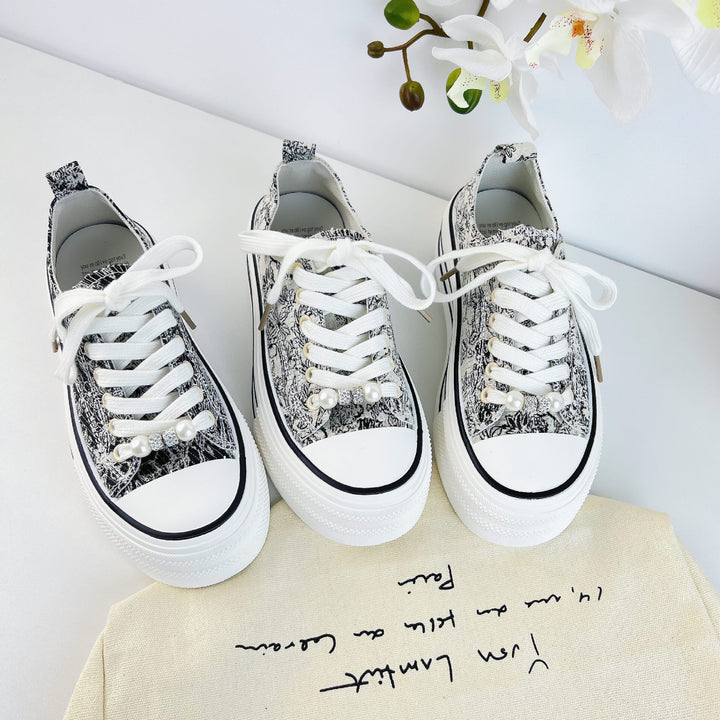 Dame Plateau-Sneakers med blomstermønster og tykt sålprofil Stilla