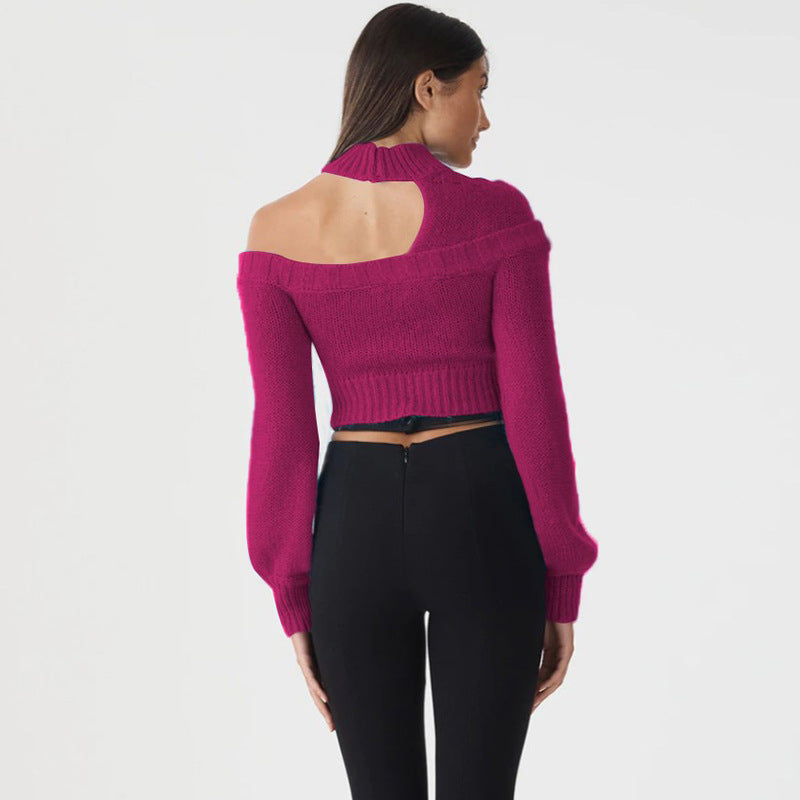 Dame Off-Shoulder Strikpullover med moderne snit Stilla