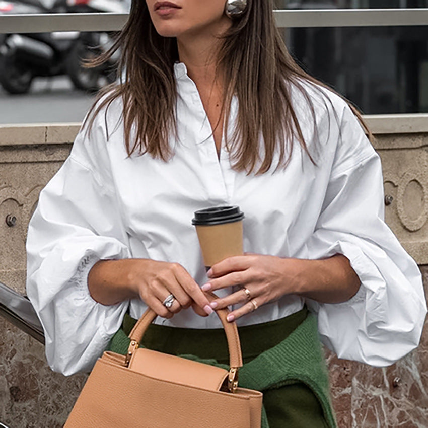 Dame Oversized Bluse med voluminøse ærmer og moderne design Stilla