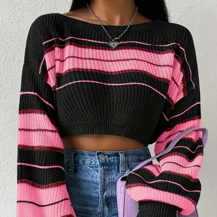 Femme stribet Crop-Top-Pullover Stilla