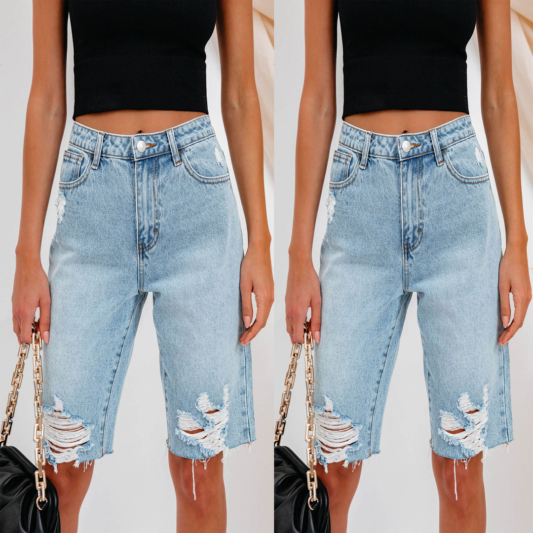 Dame ZDestroyed Denim-Shorts i casual Baggy-kort stil