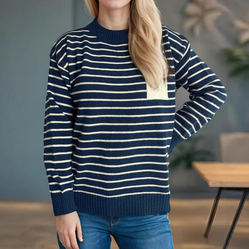 Kvinders stribede sweater med en afslappet pasform og brede ærmer Stilla