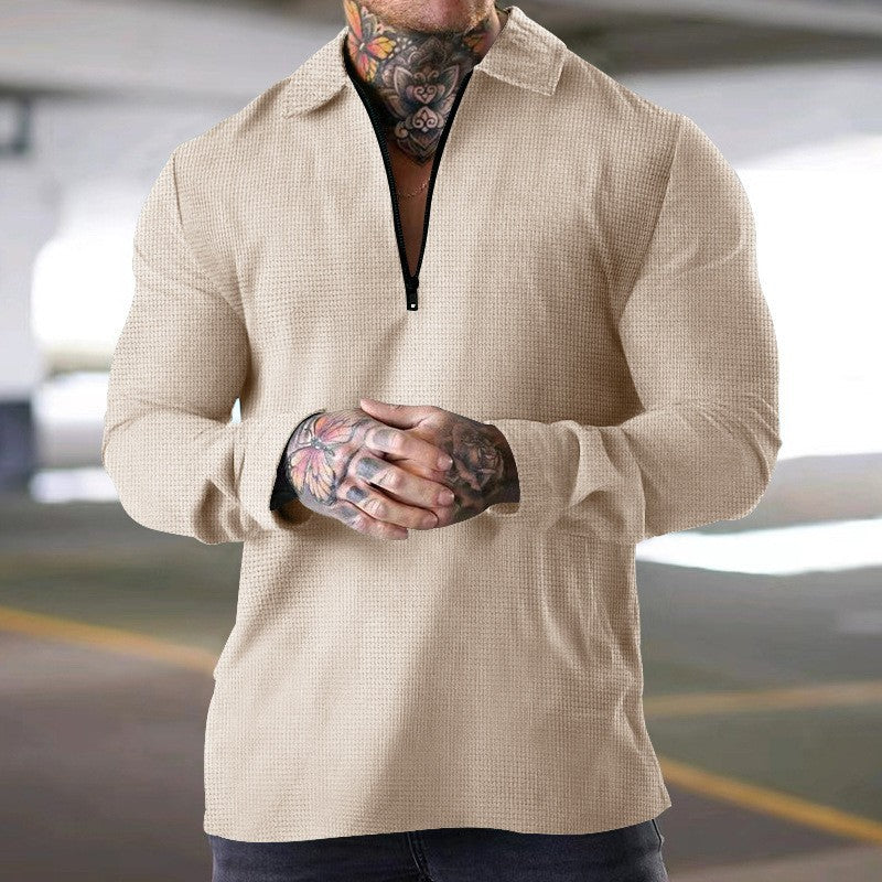Herrer longsleeve med moderne ståkrave og lynlås Stilla