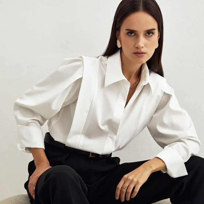 Dame Elegant Bluse med voluminøse ærmer og struktureret design Stilla